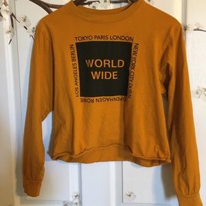 Mighty Fine-“World Wide” cropped long sleeve